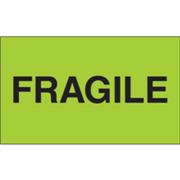 "Fragile" (Fluorescent Green) Shipping and Handling Labels