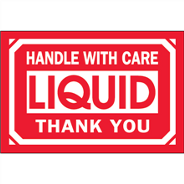 "Handle With Care - Liquid - Thank You" Shipping and Handling Labels