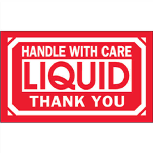 "Handle With Care - Liquid - Thank You" Shipping and Handling Labels