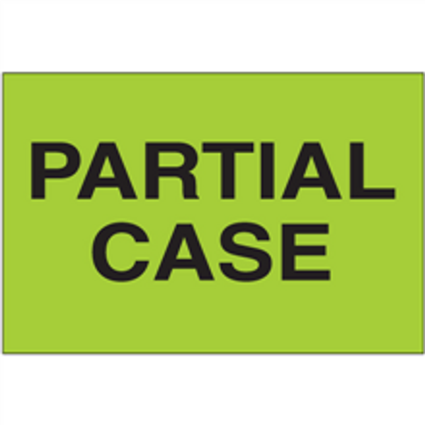 "Partial Case" (Fluorescent Green) Shipping and Handling Labels