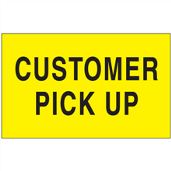 "Customer Pick Up" (Fluorescent Yellow) Shipping and Handling Labels