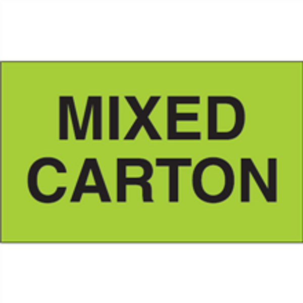 "Mixed Carton" (Fluorescent Green) Shipping and Handling  Labels