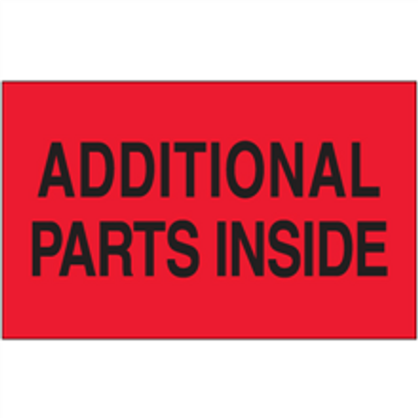 "Additional Parts Inside" (Fluorescent Red) Shipping and Handling Labels