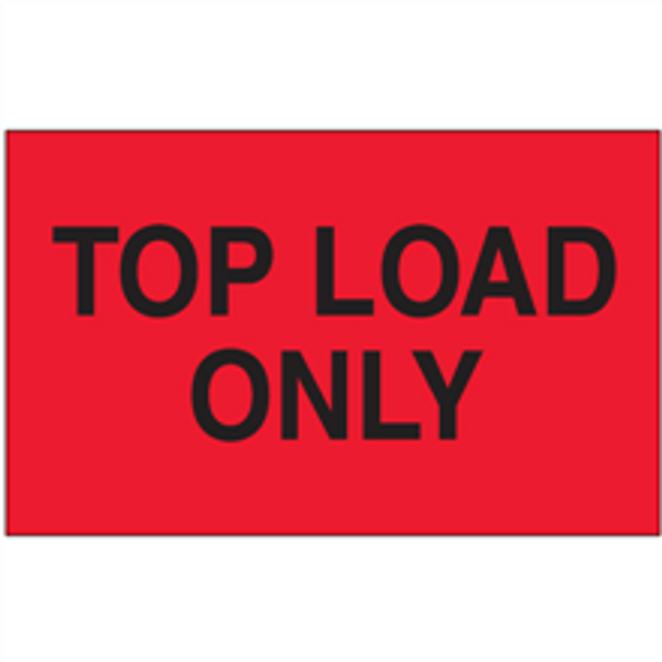 3" x 5" - "Top Load Only" (Fluorescent Red) Labels