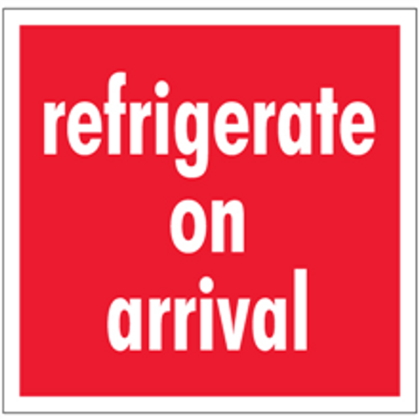 "Refrigerate On Arrival" Shipping and Handling Labels