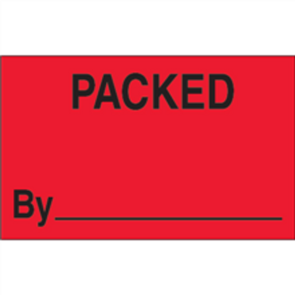 "Packed By" (Fluorescent Red) Production Labels