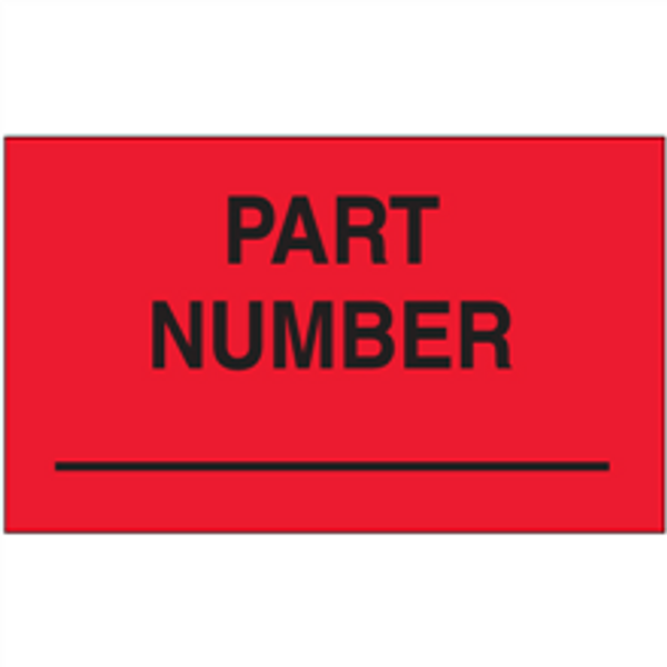 "Part Number" (Fluorescent Red) Production Labels