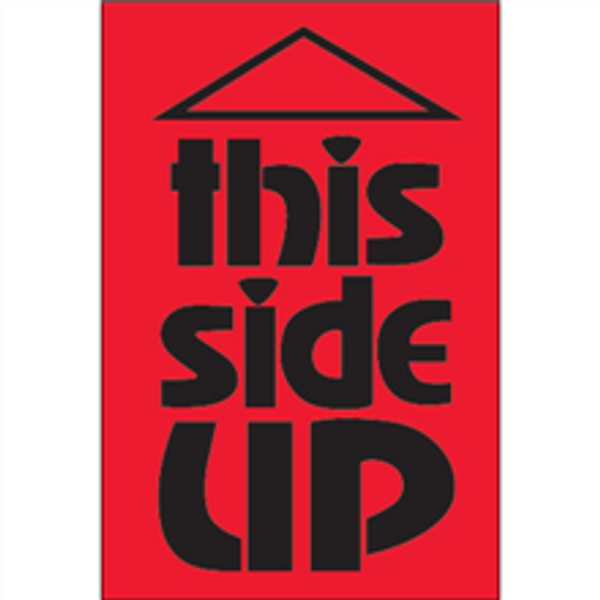 "This Side Up" (Fluorescent Red) Shipping Labels