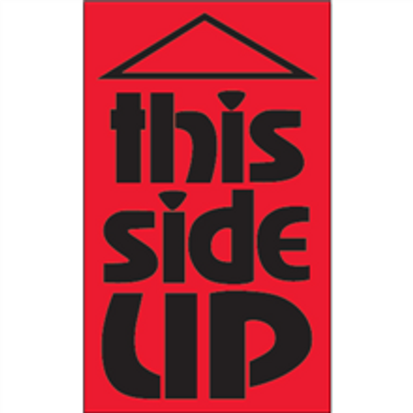 "This Side Up" (Fluorescent Red) Shipping Labels