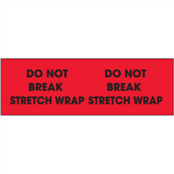 "Do Not Break Stretch Wrap"  (Fluorescent Red) Pallet Corner Labels