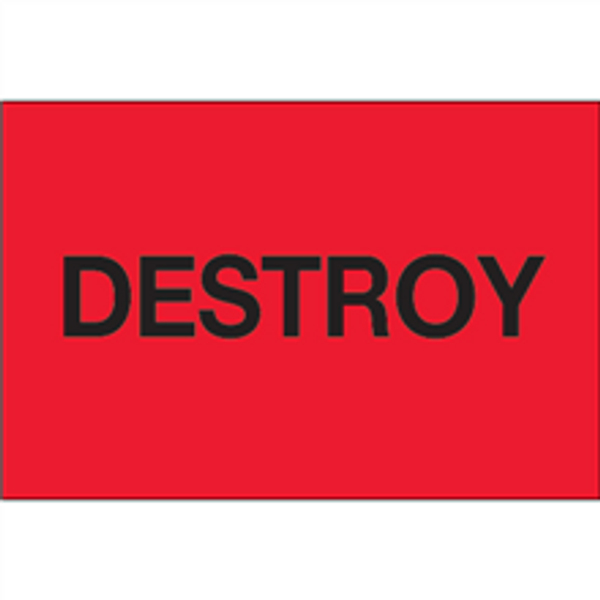 "Destroy" (Fluorescent Red) Pre-Printed Inventory Control Labels