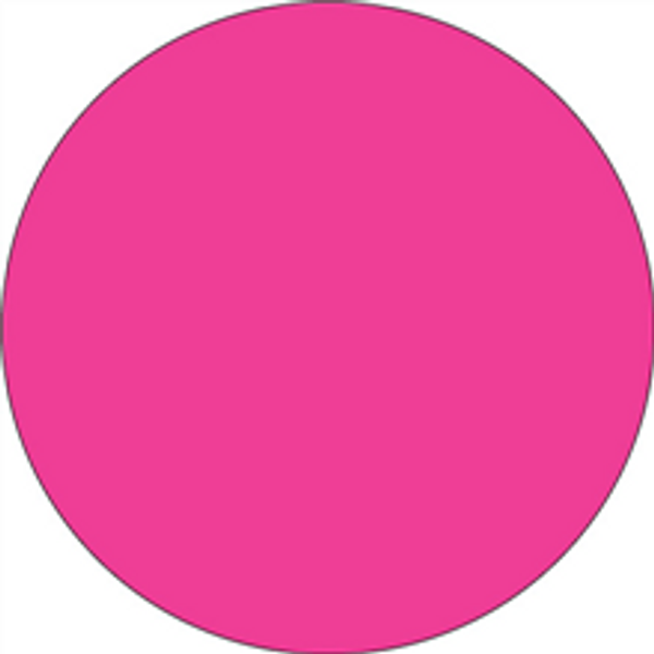 Fluorescent Pink Circle Inventory Label - Round Inventory Stickers