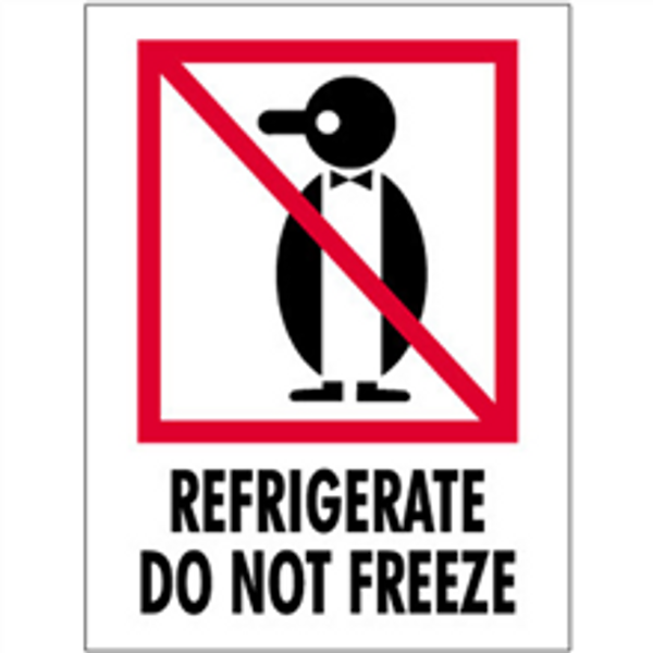 "Refrigerate - Do Not Freeze" International Safe-Handling Labels