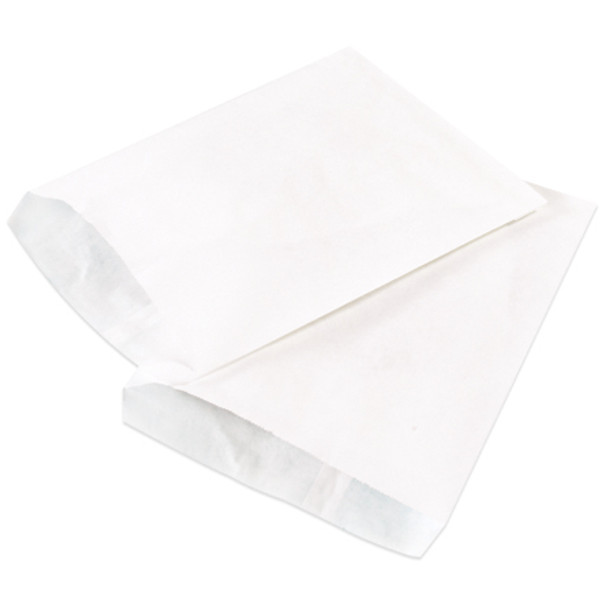 6.25" x 9.25" White Flat Merchandise Paper Bags