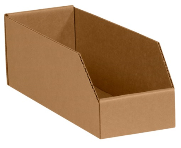  4" x 9" x 4 1/2" Kraft Open Top Bin Boxes Fits 9" Shelf