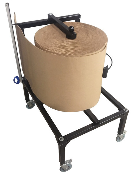 24" Single Face Corrugated Cardboard Roll Dispenser / Cutter with Casters