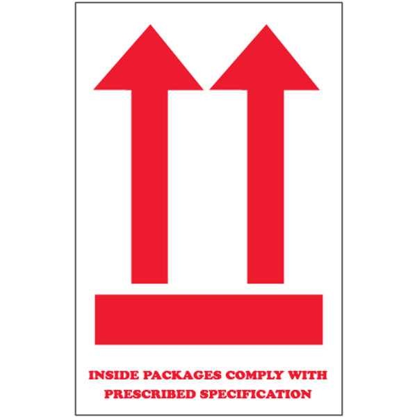 "Inside Packages Comply" Arrow Shipping and Handling Labels