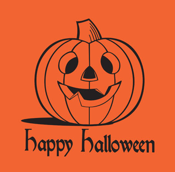 12" x 7" x 23" Orange High Density T-Shirt / Merchandise Bags with "Happy Halloween" Message .5 mil