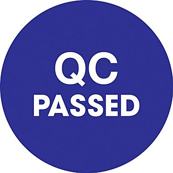1" Circle - "QC Passed" Blue Pre-Printed Inventory Control Labels