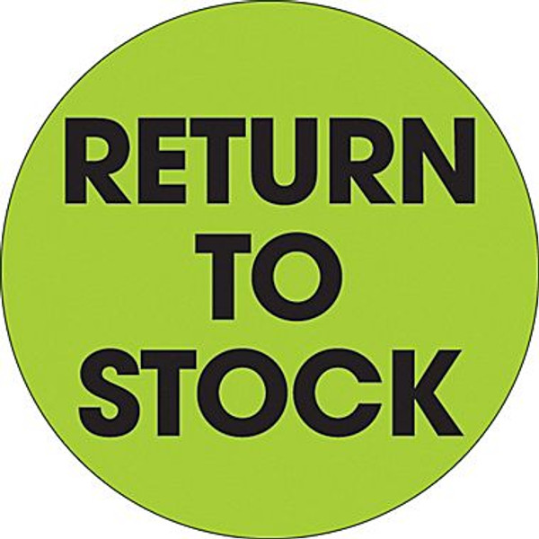 2" Circle - "Return To Stock" Fluorescent Green Labels