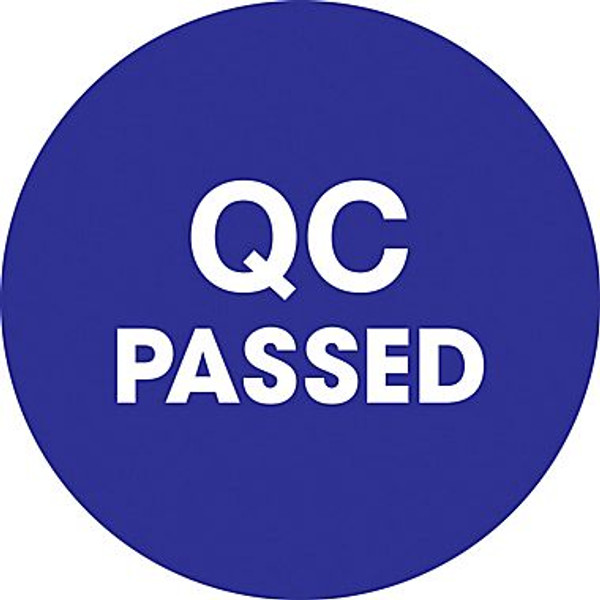 2" Circle - "QC Passed" Blue Pre-Printed Inventory Control Labels