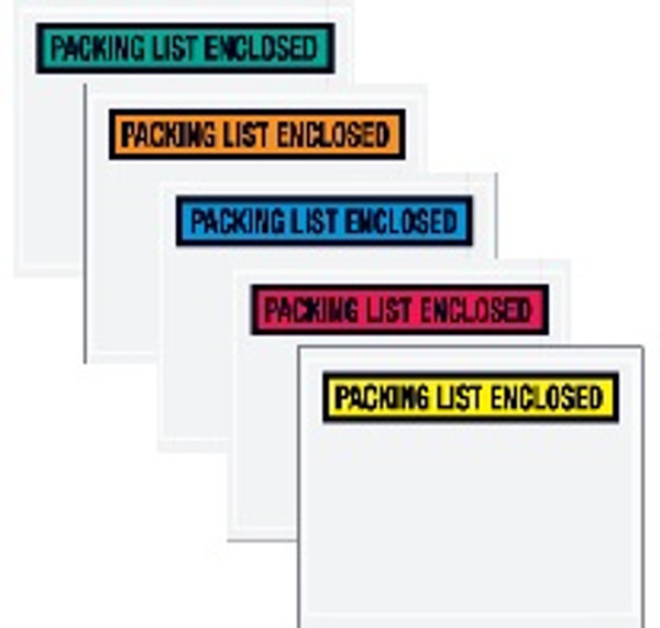 5.5" x 10" Colored "Packing List Enclosed" Envelopes