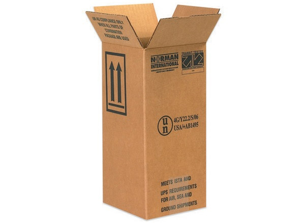 6" x 6" x 12 3/4" (ECT-44 Single Wall) 
Holds 1 - 1 Gallon Plastic Jug Haz Mat Boxes 