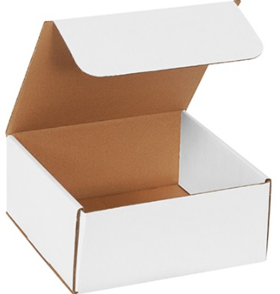 9" x 9" x 4" (ECT-32-B) White Corrugated Cardboard Mailers
