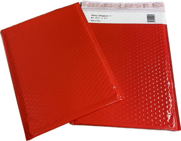 Our Red Shiny Shipper Bubble Mailers are High Quality, Durable and Eye Catching.