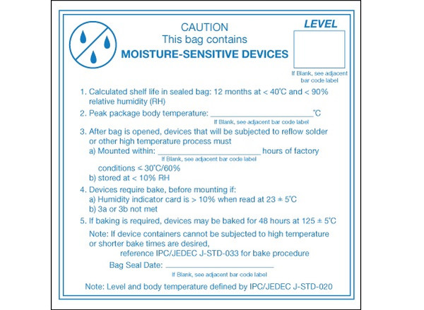 "Caution Moisture Sensitive Devices" Labels Shipping and Handling Labels