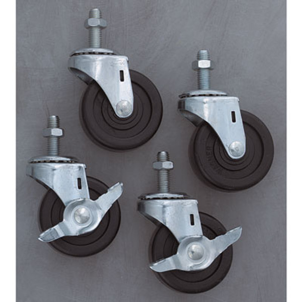 4 Swivel Casters, two of which are equipped with wheel locking devices for extra stability