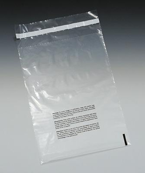 Suffocation Warning Permanent Adhesive Poly Bags with Vent Hole, Flat Poly Bags with Suffocation Warning