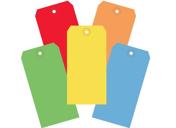 6 1/4 x 3 1/8" General Purpose Assorted Colored Tags 13 Point Card Stock 