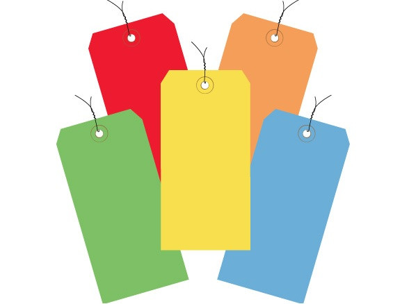 4 3/4" x 2 3/8" General Purpose Pre-Wired Colored Tags 13 Point Card Stock 