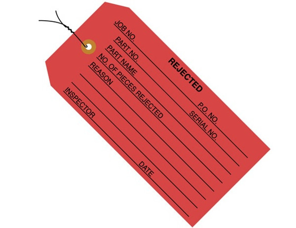 4 3/4" x 2 3/8" Pre-Wired "Rejected (Red)" Inspection Tags 13 Point Construction