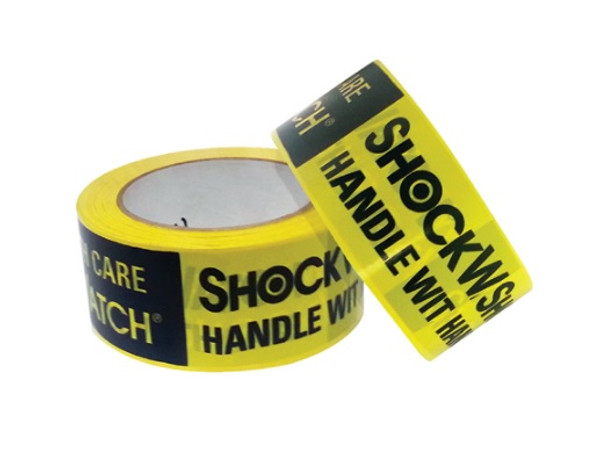 ShockWatch® PVC tape with rubber adhesive.