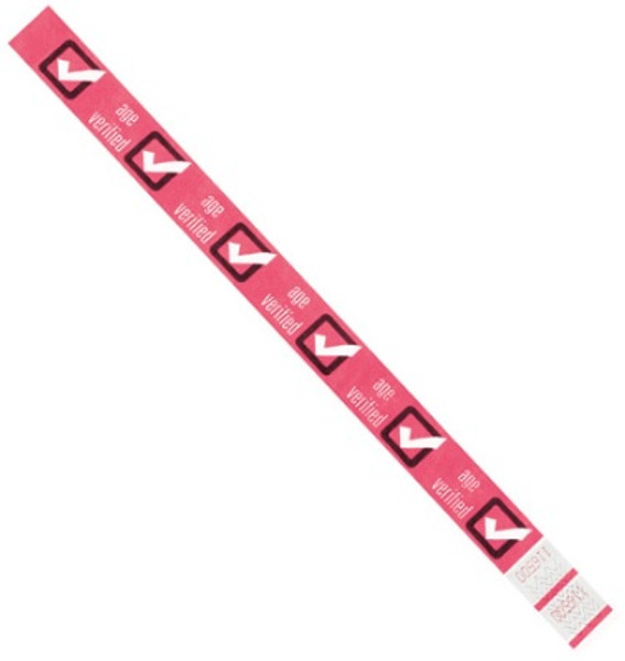Tyvek® Self Adhesive Sequentially Numbered Pink "Age Verified" Wristbands