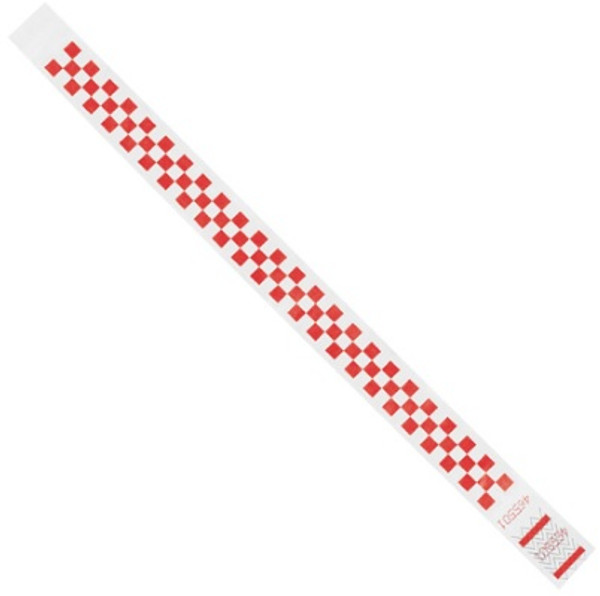 Tyvek® Self Adhesive Sequentially Numbered Red Checkerboard Wristbands