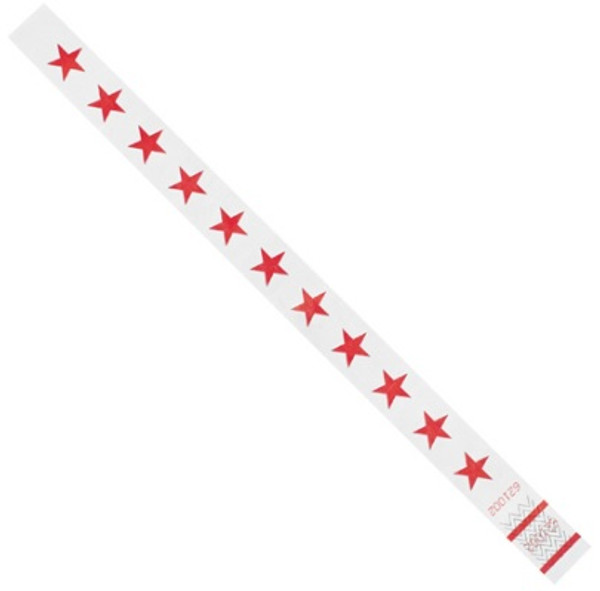 Tyvek® Self Adhesive Sequentially Numbered Red Stars Wristbands