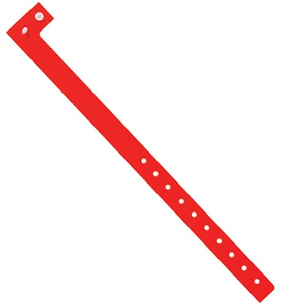 Secure Snap Plastic Wristbands Day-Glo Red 3/4" x 10"