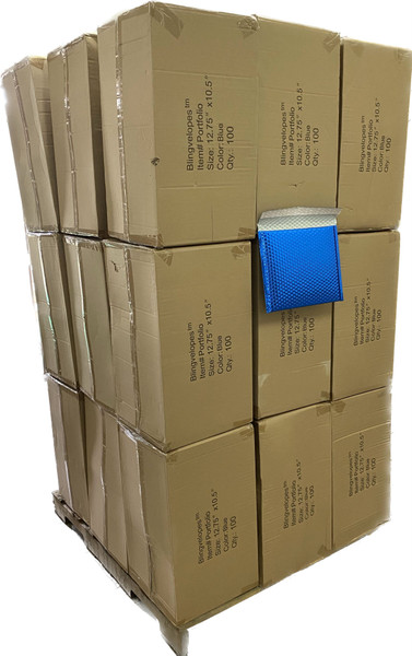 Blue Metallic Glamour Self Seal Bubble Mailers, Envelopes, Blingvelopes - Portfolio 12.75" x 10.5" 