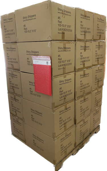 25 Cases Red Bubble Mailers #5 10.5" x 15" Self Seal Shiny Shippers™ 100/Case (2500 pcs)