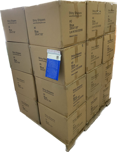 24 Cases Blue Bubble Mailers #0 6" x 9" Self Seal Shiny Shippers™ 200/Case (4800 pcs)