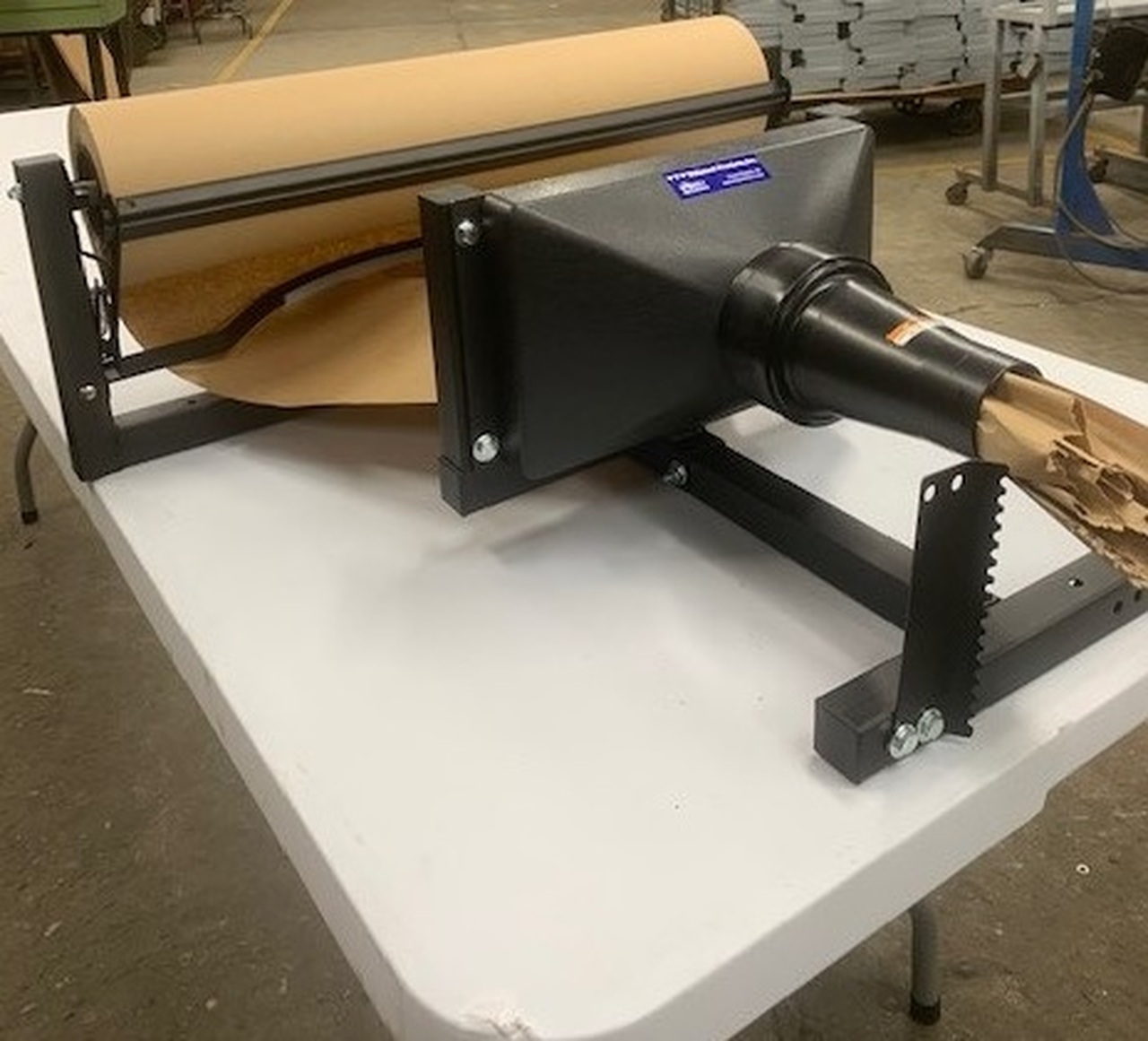 24" Kraft Paper Dispenser with Funnel Crumpler Table Top and Wall