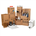 Deluxe Home Moving Kit Packaging Supplies; Wardrobe Boxes, Hanger Bars, Boxes, Bubble Dispenser Pack, Newsprint Sheets, Clear Carton Sealing Tape, Pistol Grip Tape Dispenser