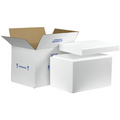 19" x 12" x 12 1/2" Insulated Shipping Kits. EPS Foam Container with Lid & 200#/ECT-32 White Corrugated Cardboard Carton.