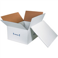 26" x 19 3/4" x 10 1/2" Insulated Shipping Kits. EPS Foam Container with Lid & 200#/ECT-32 White Corrugated Cardboard Carton.