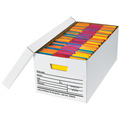 24" x 12" x 10" (200#/ECT-32) White Corrugated Cardboard Auto-Lock Bottom File Storage Boxes 