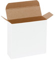 4 1/4" x 1 1/4" x 4 1/4" (Die-cut from .024 fibreboard.) White Reverse Tuck Folding Cartons