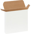 6" x 1 1/2" x 6" (Die-cut from .024 fibreboard.) White Reverse Tuck Folding Cartons